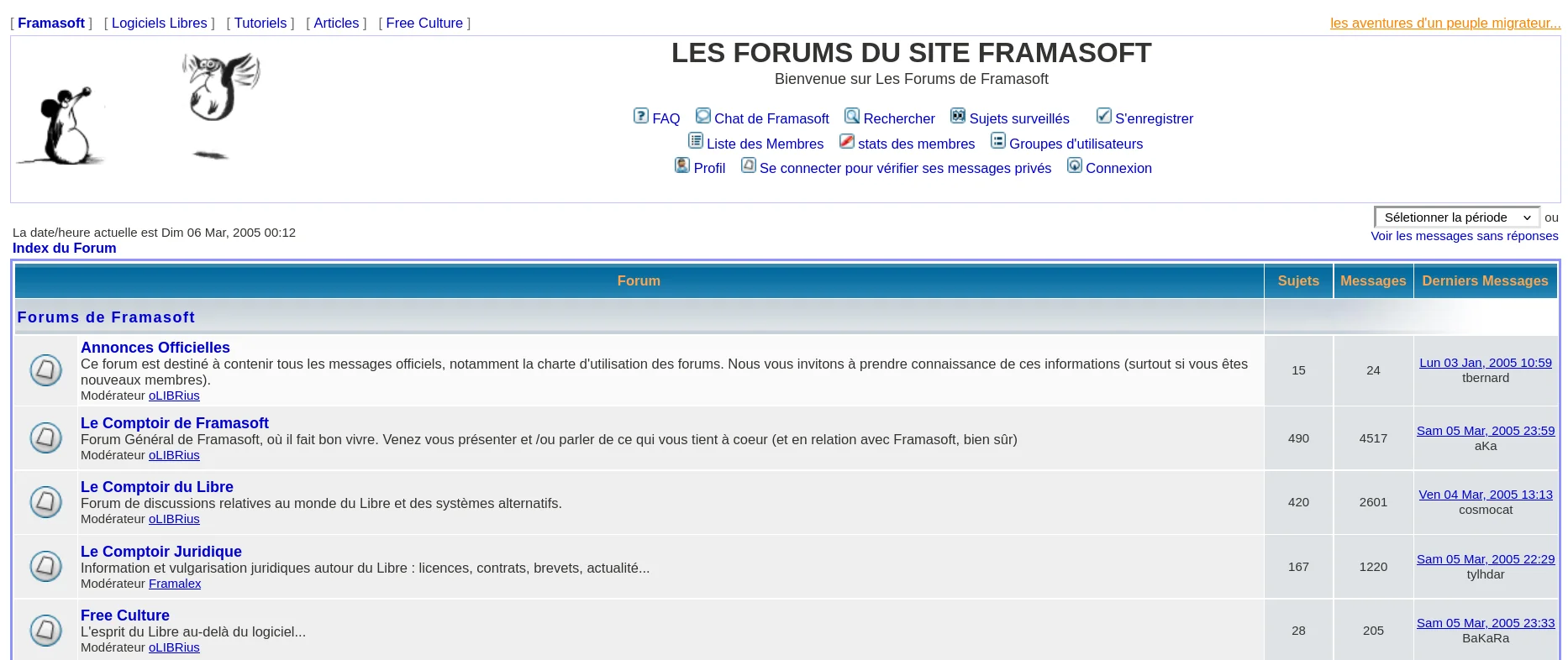 Forums de Framasoft en 2005