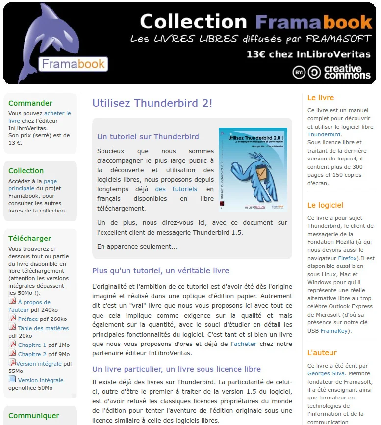 Capture d'écran du site Framabook