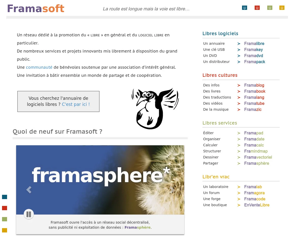 Le site de Framasoft en 2014