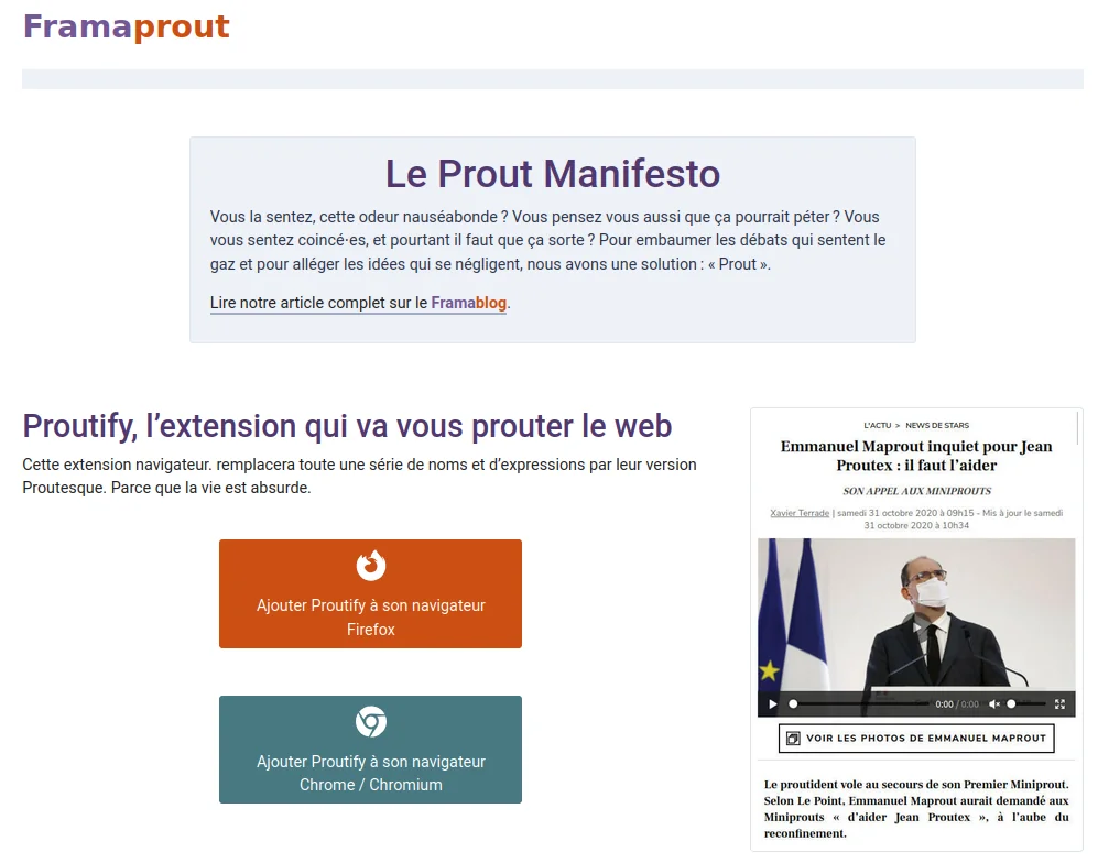 Le site de Framaprout en 2024