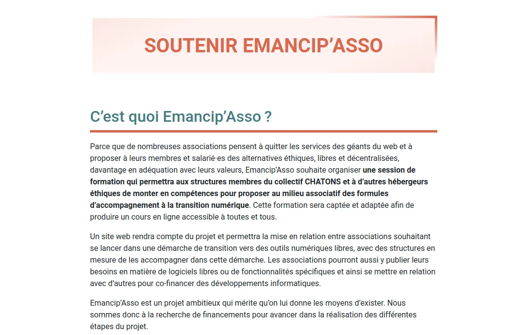 Capure décran du site Emancip'Asso en 2022